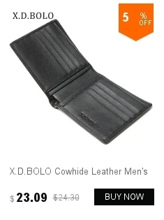 X.D.BOLO Genuine Cowhide Leather Men Wallet Trifold Wallets Fashion Design Brand Purse ID Card Holder With Zipper Coin Pocket