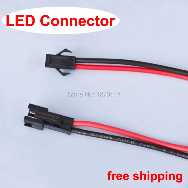 

60pairs/lot 20cm/pcs 40cm/pair led strip Connector 2pin 20cm 20AWG Wire for Male/female Led Lamp Driver cable FREE SHIPPING