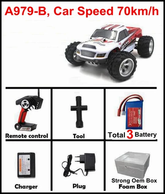 Модернизированный WLtoys A979-B 4WD 1:18 RC высокая скорость монстр грузовик 70 км/ч с передатчиком с большим количеством батареи против a959-b a959 a979 - Цвет: 70kmh A979-B 3 batry