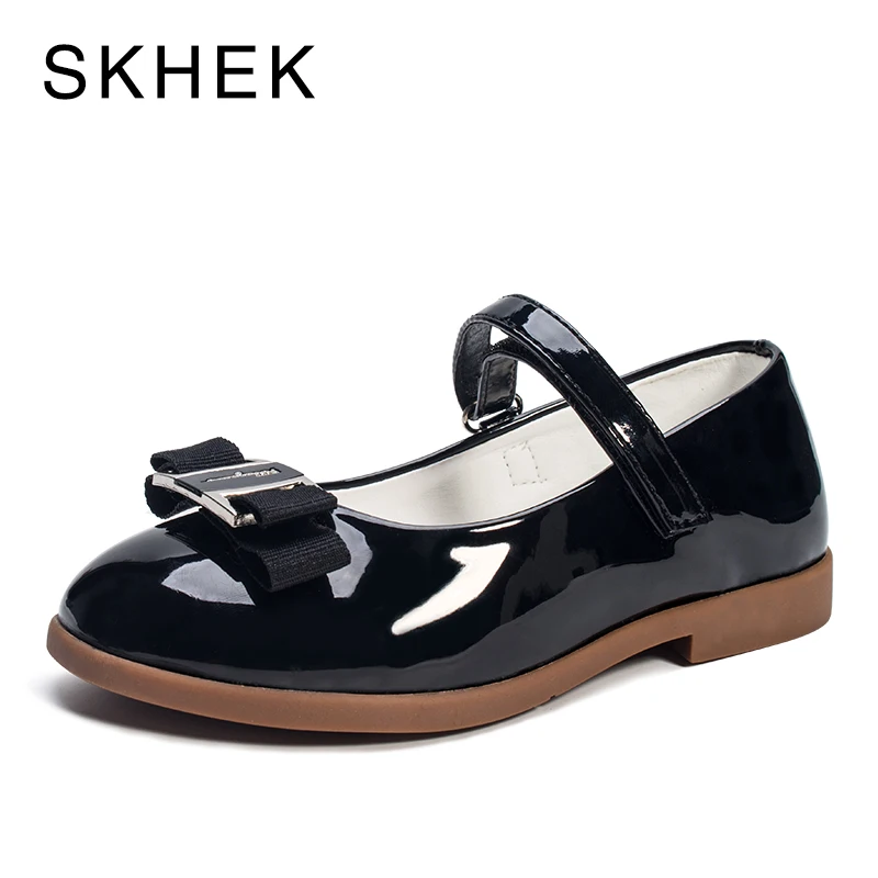 

SKHEK Girls Leather Shoes 2019 Spring Autumn Children Sneakers Cartoon Bow Kids baby Leisure Single Shoes For Female Kid Sandals