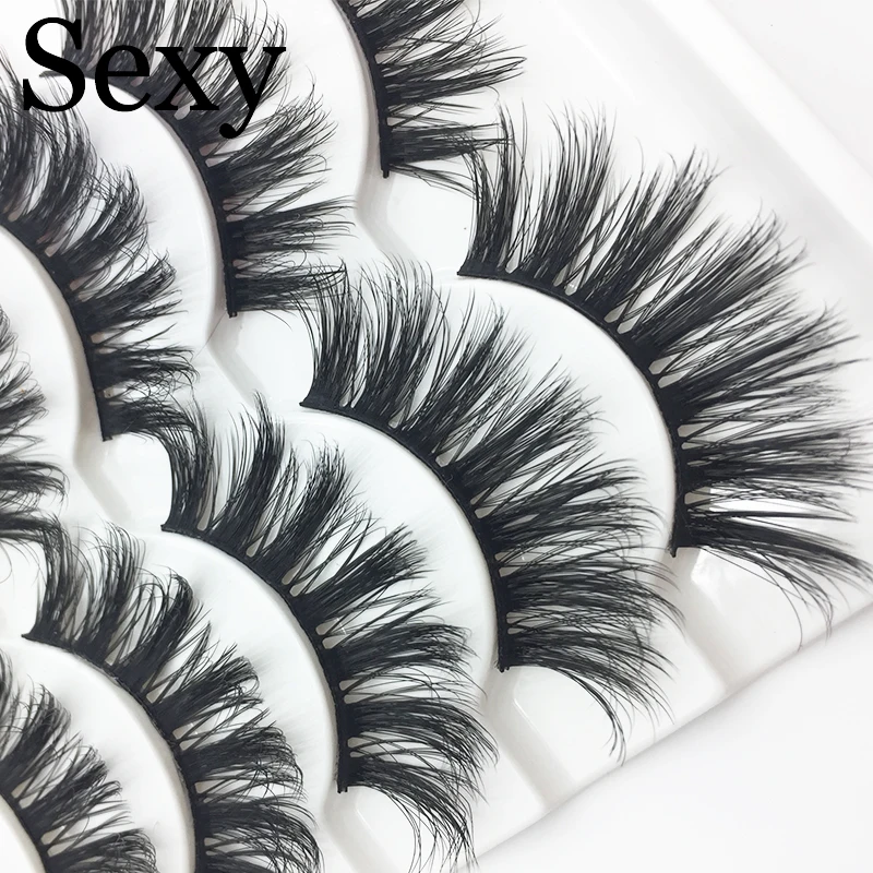 

Sexy 5 pairs messy mink eyelashes natural long false eyelashes handmade makeup fluffy 3d mink lashes 100% Cruelty free faux cils