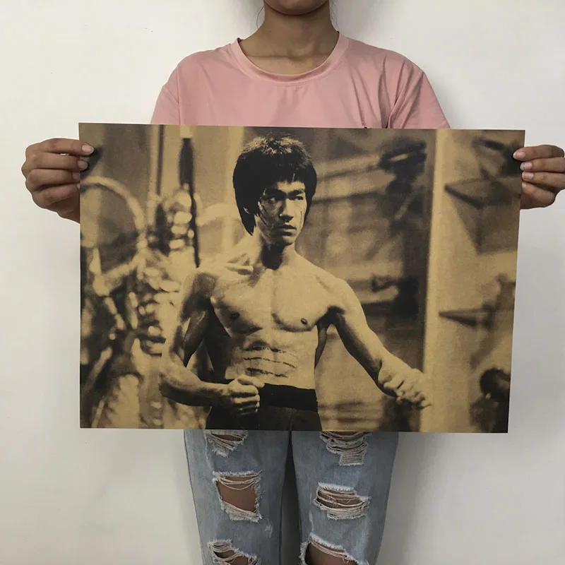 

mling 1PC Retro Poster Bruce Lee Nostalgia Classic Old Movie Poster Master Kung Fu Kraft Paper Bar Cafe Decor Wall Sticke