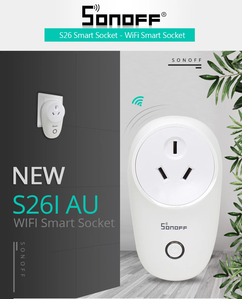 Sonoff S26 Базовая WiFi умная розетка AU/CN/EU/UK/US Беспроводная вилка умный дом переключатель питания розетки работают с Alexa Google Assistant