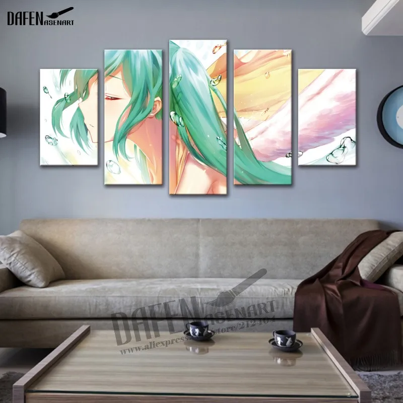 

Canvas Hd Printed Painting 5 Panel Animation Japanese Anime Hatsune Miku Frame Modern Picture Wall Art For Home Decoration