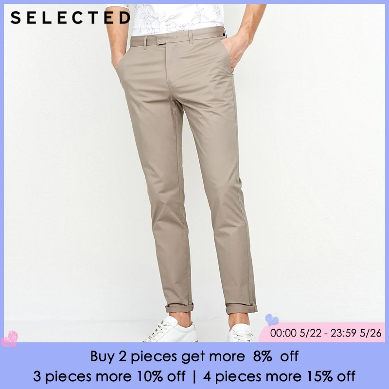 

SELECTED 2019 Spring Summer New Men's Slim Fit Pure Color Cotton Pants S|4182W2519