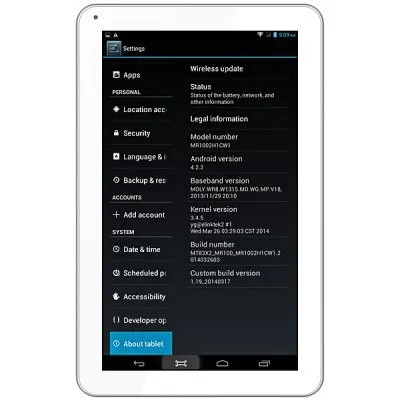 10.1 дюймов Android 4.2 WCDMA Phablet с IPS Экран Cortex A7 4 ядра 1.5 ГГц две камеры Wi-Fi GPS bluetooth