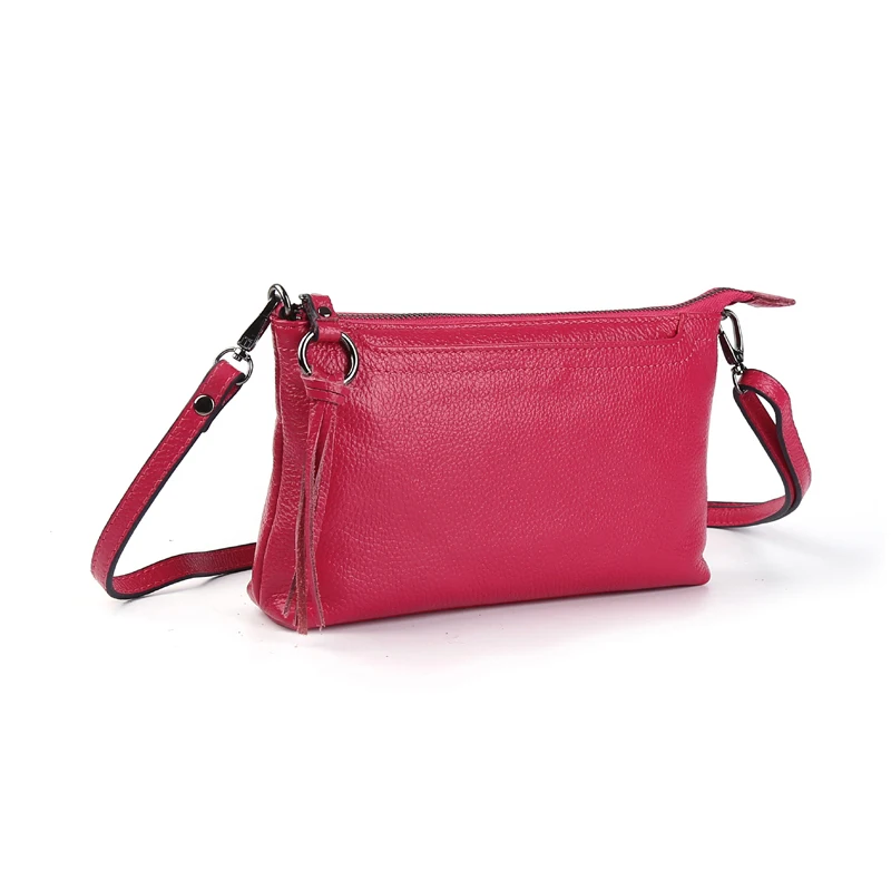 Женские сумки-мессенджеры из натуральной воловьей кожи, сумка через плечо с кисточками, женские модные сумки через плечо для женщин, маленькие сумочки-клатчи - Цвет: Rose