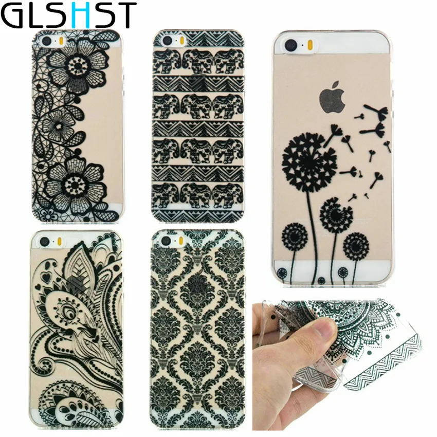 GLSHST 2017 Soft TPU Cover For Samsung S7 edge G360 G530 A3 2015 Thin Transparent Black And White Dandelion Pattern Silicon |