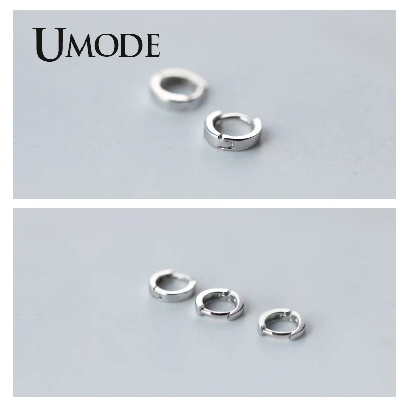 UMODE 925 пробы серебряные серьги для женщин тренд круглые серьги-кольца женские модные ювелирные изделия ULE0567