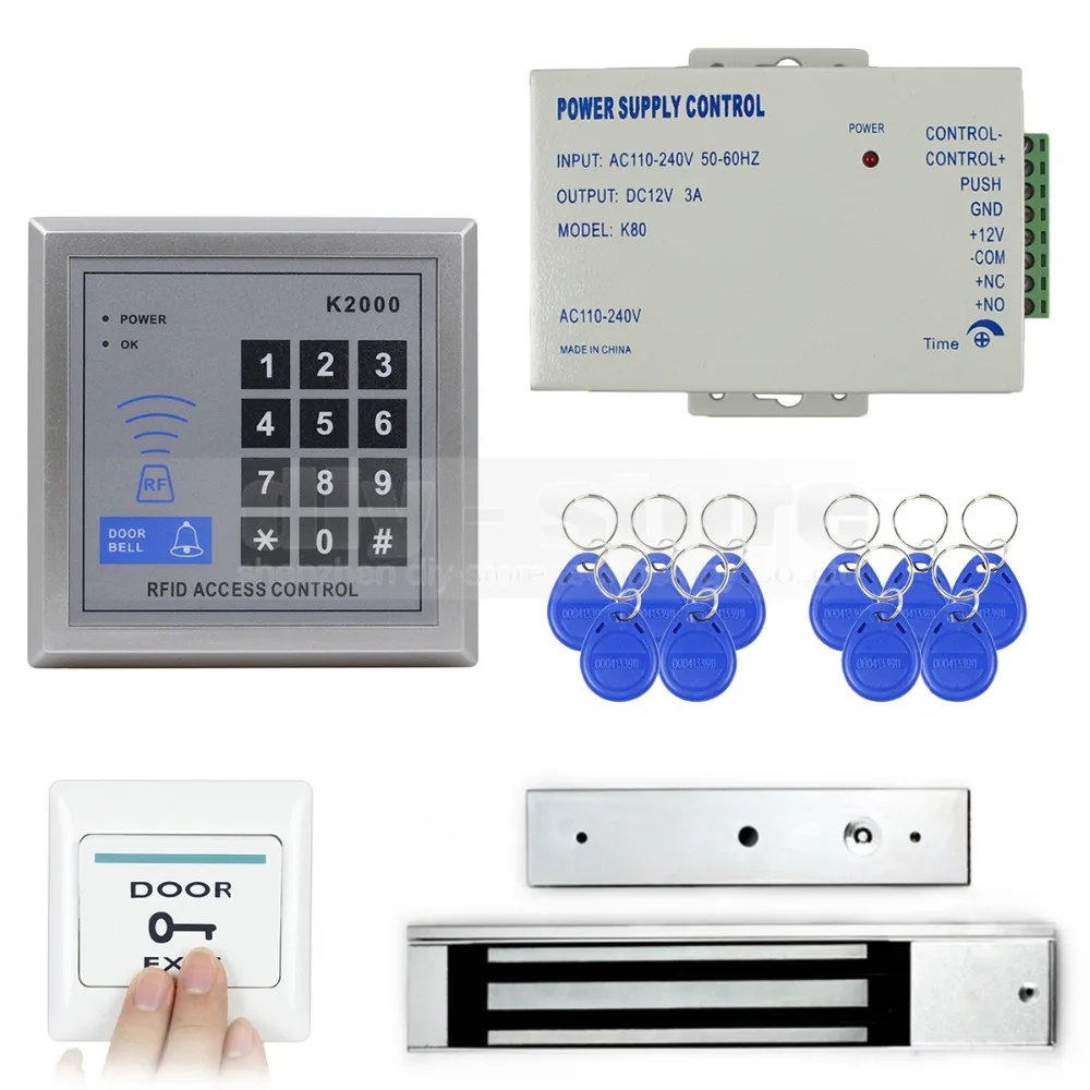 

DIYKIT Diy Full Complete 125KHz Rfid Card Reader Door Access Control Security System Kit + 280Kg Electric Magnetic Lock K2000