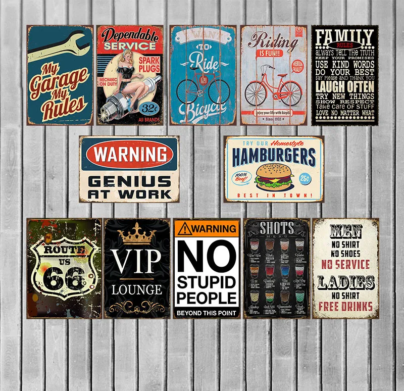 Decorative Garage Metal Plates Vintage Metal tin sign Bar Wall art