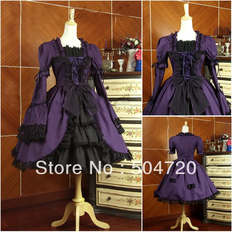 

ON Sale! Freeship Lolita Cotton Classic long sleeve Gothic Lolita Dress/victorian dress cosplay/Halloween Dress