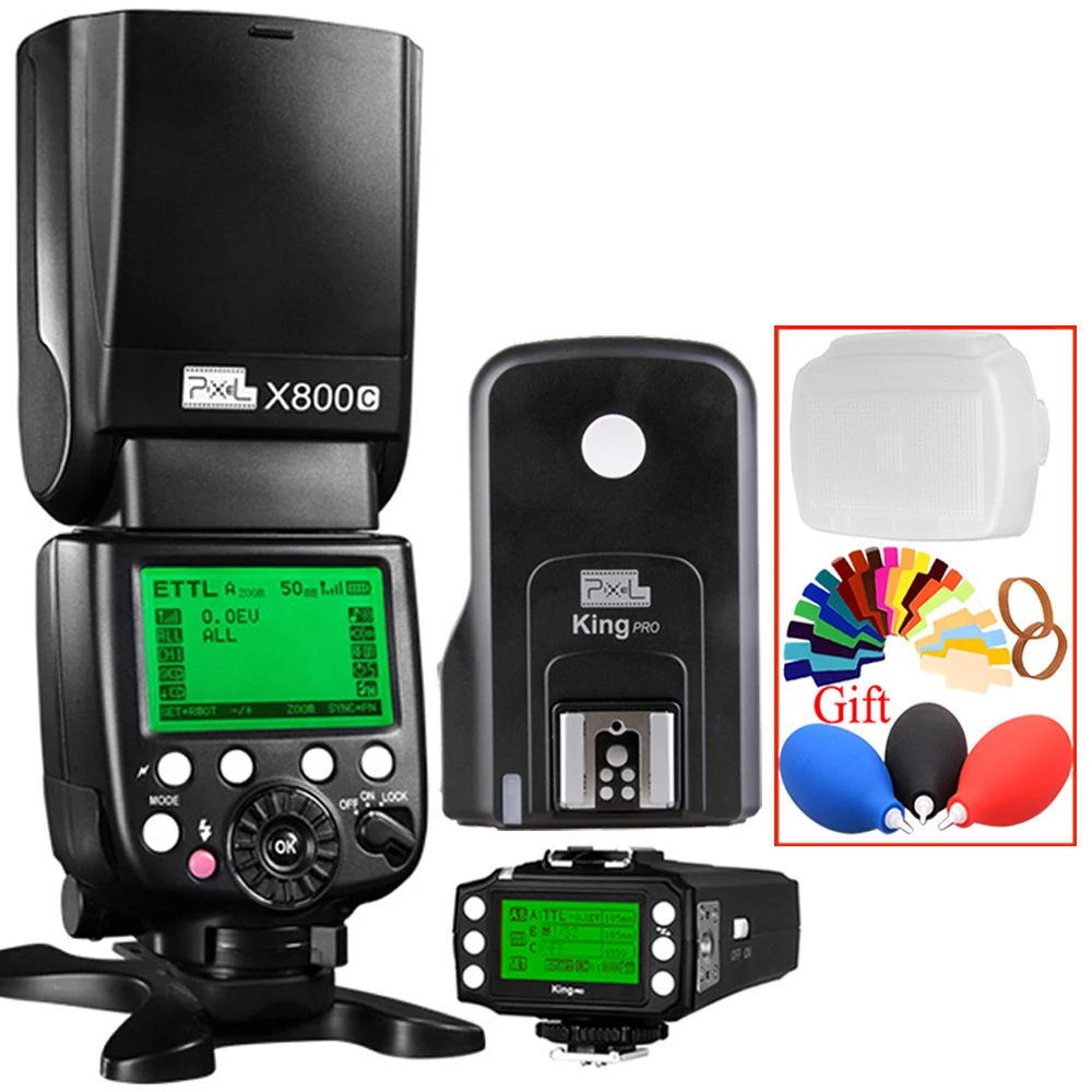 

Pixel X800C PRO GN60 E-TTL FSK 2.4GHz Radio Wireless HSS Flash Speedlite + King Pro Transmitter for Canon DSLR camera