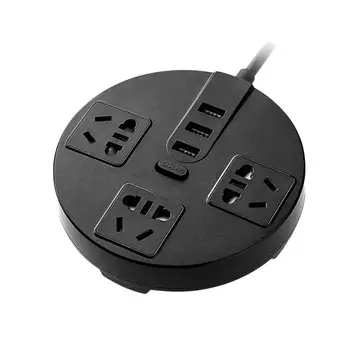 

Smart Socket Power Strip Round 3 USB Quick Charge Outlet Plug Multifunctional Desktop Power Socket Household Gadget