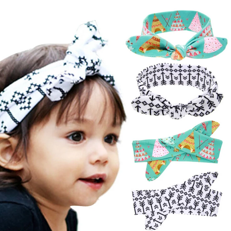 New Cute Hair Elastic Bow Knot DIY Headband Kids Rabbit ears Hair Band