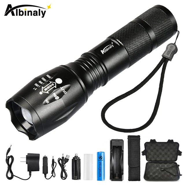 Ultra Bright LED Flashlight CREE XP-L V6 XML-T6/L2 5 Modes 8000 Lumens Zoomable LED Torch with 18650 Battery+Charger+Free gift