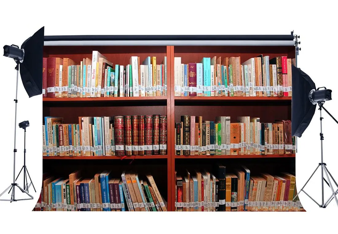 

Bookshelf Backdrop Study Room Bookcase Interior Library Photography Background for Kids Adults Background