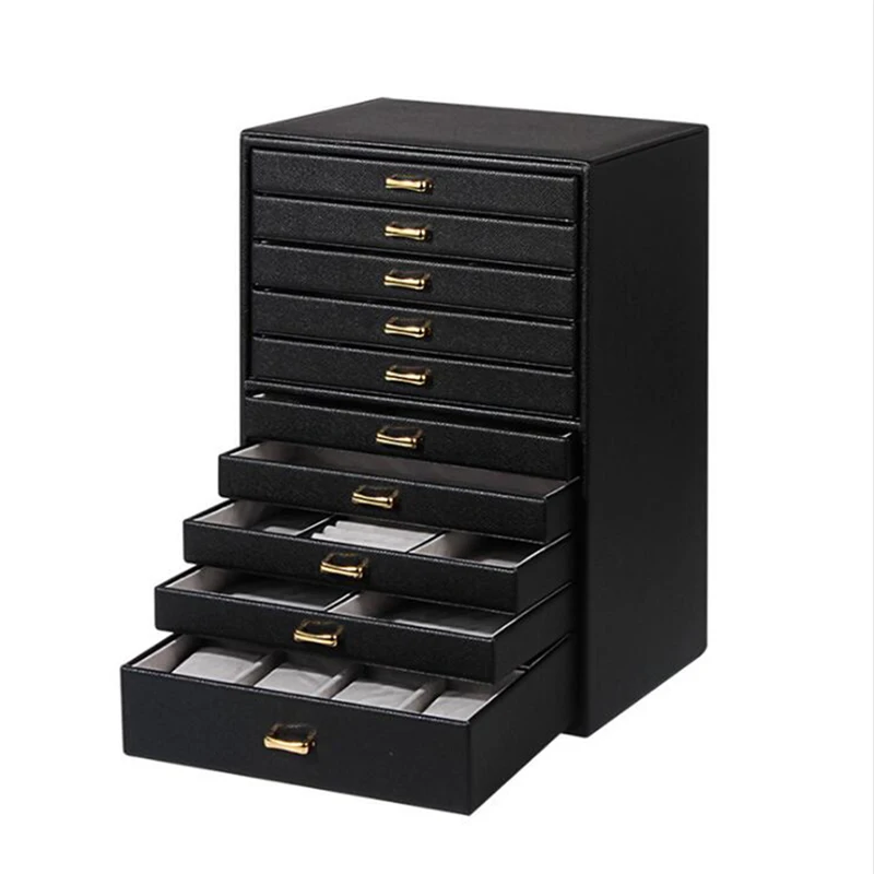 

Large Capacity Shape Multilayer Box Display PU Leather Storage Jewelry Display Box Carrying Cases For Rings Necklaces Jewelry