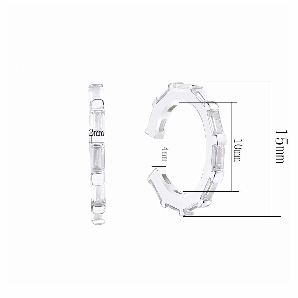 925 пробы, серебряный, сверкающий багет, манжеты для ушей, одинарные, прозрачные, с кубическим цирконием, манжеты для ушей, Женские Ювелирные изделия