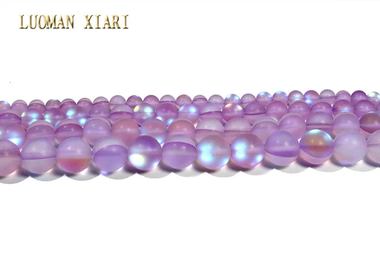AAA+ светильник фиолетовый настоящими Австрийскими кристаллами Стекло блеск синтез бусины из лунного камня для самостоятельного изготовления ювелирных изделий браслет Цепочки и ожерелья 6/8/10/12 мм