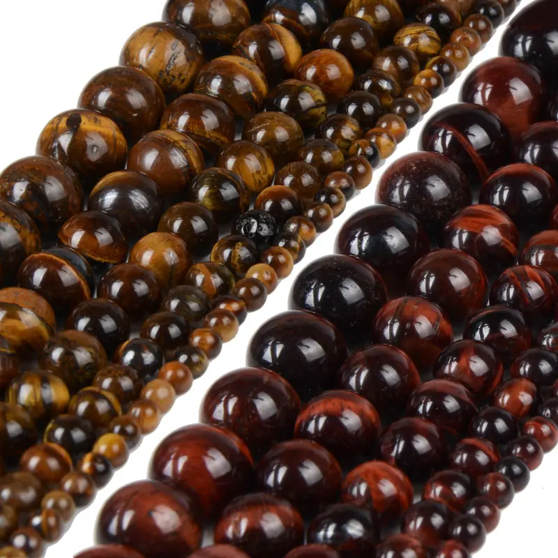 

Pick Size 4 6 8 10 12mm Round Brown Red Tiger Eye Beads Natural Stone Beads Spacer Loose Beads For DIY Bracelet Jewelry