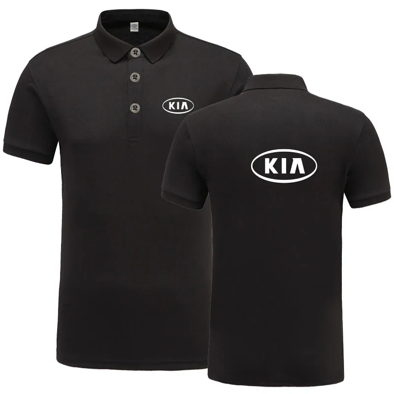 Новое поступление брендовой одежды Мужская тенниска с логотипом повседневная мужская рубашка поло KIA рубашка поло с коротким рукавом - Цвет: Черный