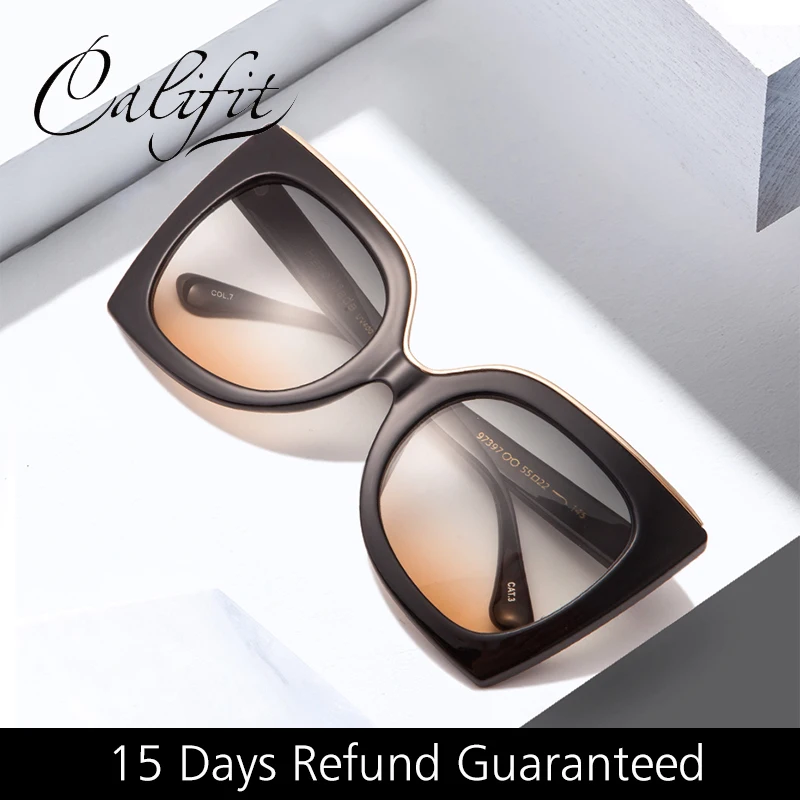 

CALIFIT Retro Oversize Sunglasses Butterfly Vintage Shades High Quality UV400 Eyeglasses Women Sunglasses Luxury Lunette 2018