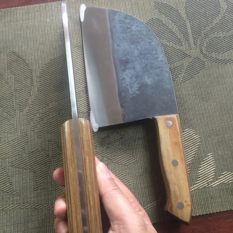 

Handmade Forged Chef Knife Clad Steel Forged Chinese Cleaver Professional Kitchen Knives Meat Vegetables Slicing Chopping Tool