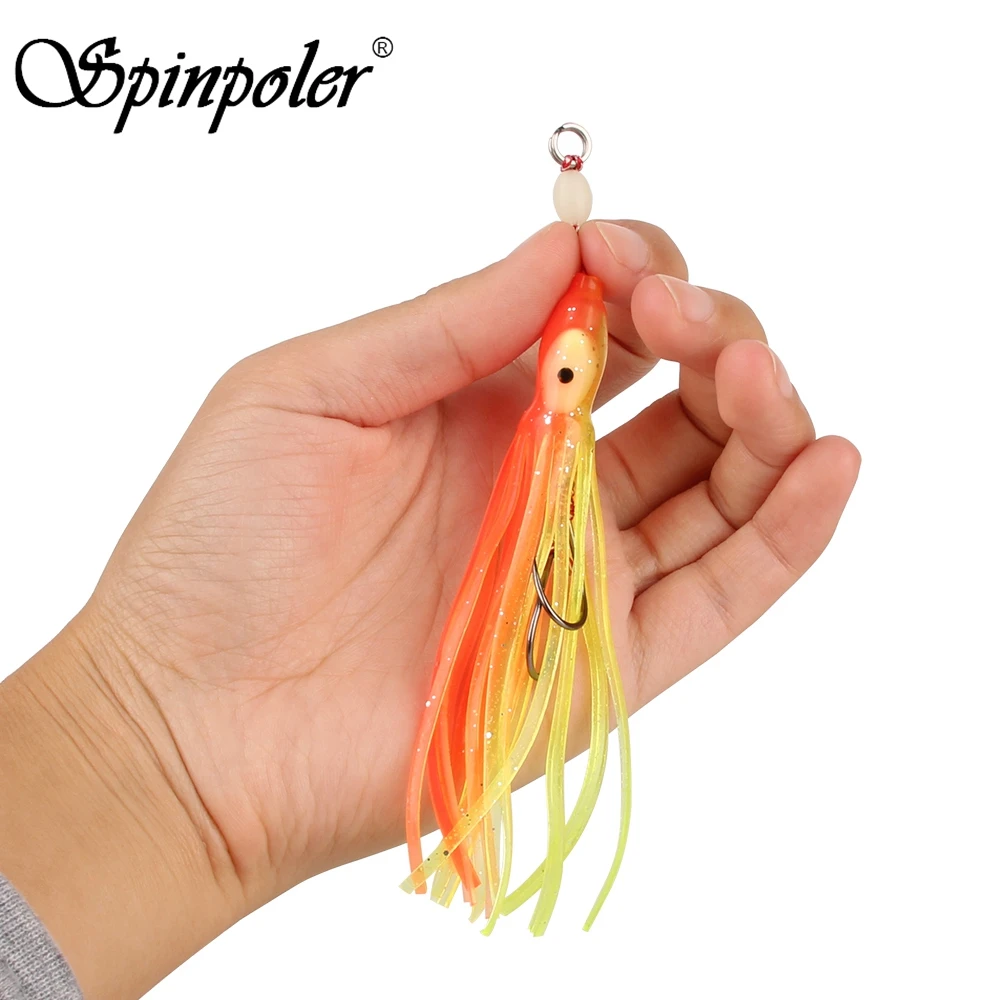 Soft Silicone Fishing Tackle long tail Squid Skirt Lure Saltwater Octopus Bait