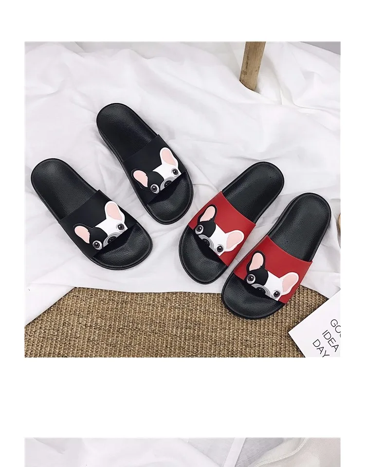 Летние милая собака мультяшная женские тапочки пляжная обувь женские плоские каблуки сланцы босоножки zapatillas mujer
