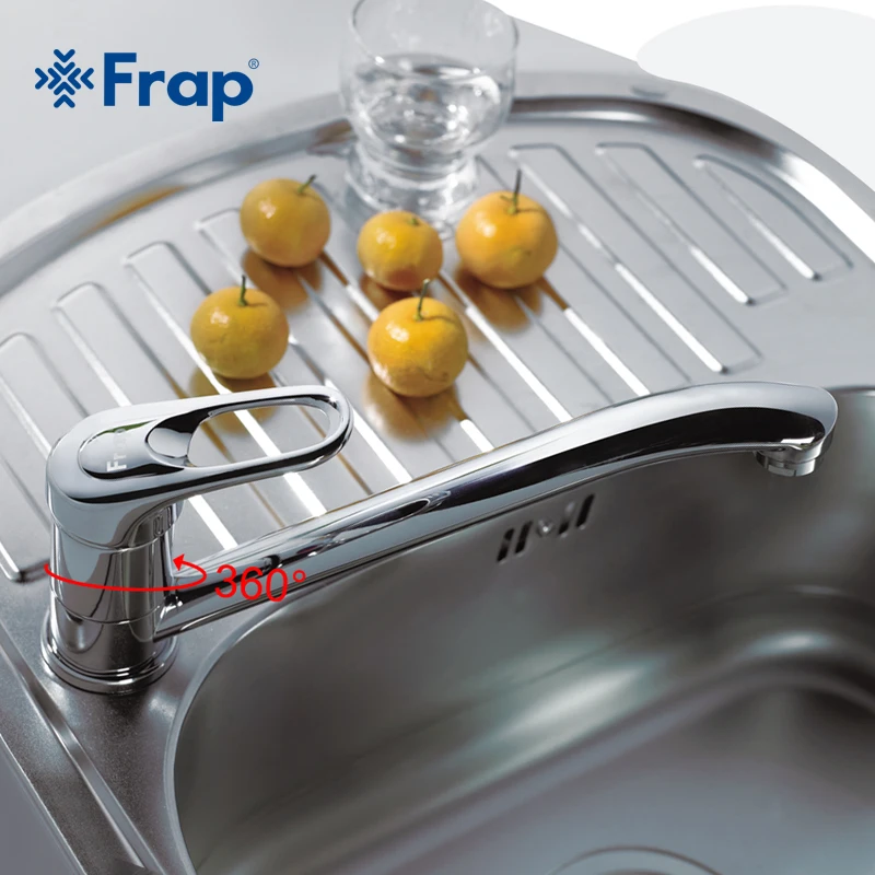 One Set Single Handle Brass Deck Mounted Kitchen Faucet 360 Rotation Chrome Finish F4903 F4904