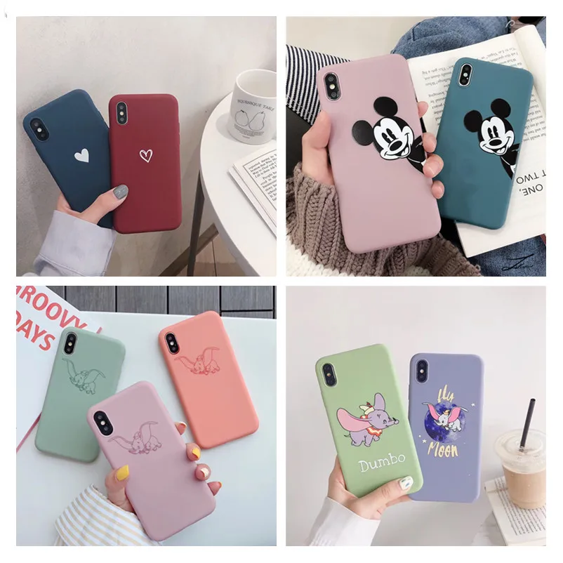 

Cute Minnie Love Heart Phone Case Cover For Iphone XS Max XR X 8 7 Plus 6 6S Luxury Soft Back Cases Colorful Capa Shell