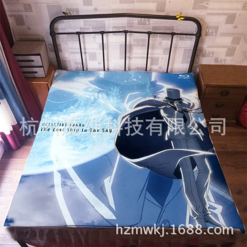 

120*200cm Japan Anime Detective Conan Flannel Blanket on Bed Mantas Bath Plush Towel Air Condition Sleep Cover bedding