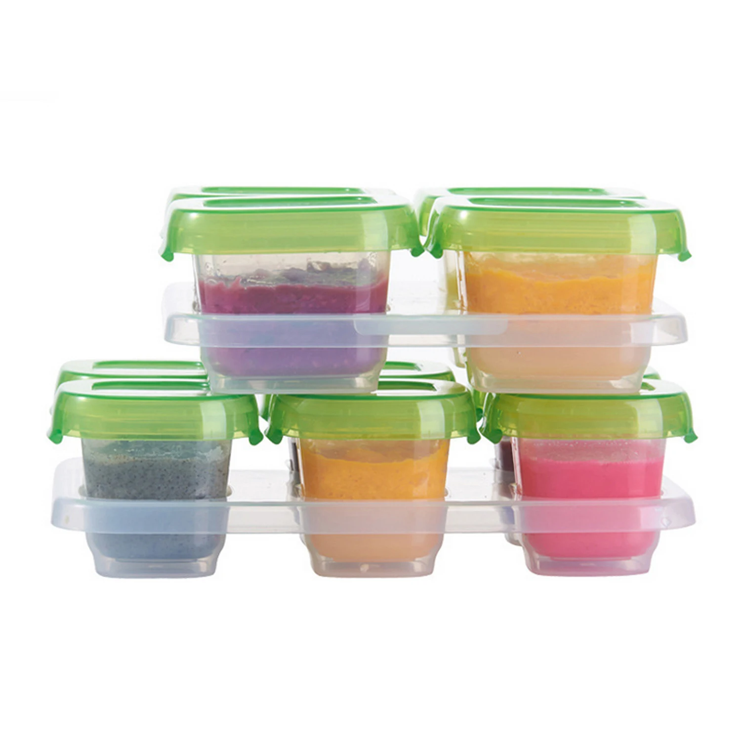 

Mini Reusable Leak-Proof Baby Formula Food Storage Freezer Cubes Cups Jars Container Set with Trays for Infants Toddler