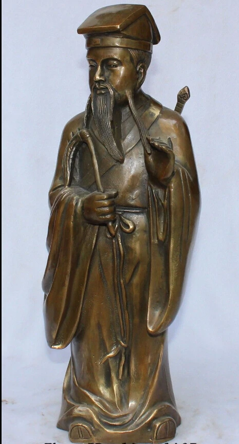 

16" Famous China Chinese Bronze Taoism Eight Immortals Lv Dongbin Buddha Statue