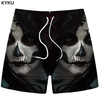 

KYKU Brand Skull Shorts Men Character Beach shorts Cargo Black Terror 3d Print short Cool Casual mens Short Pants Summer 2018