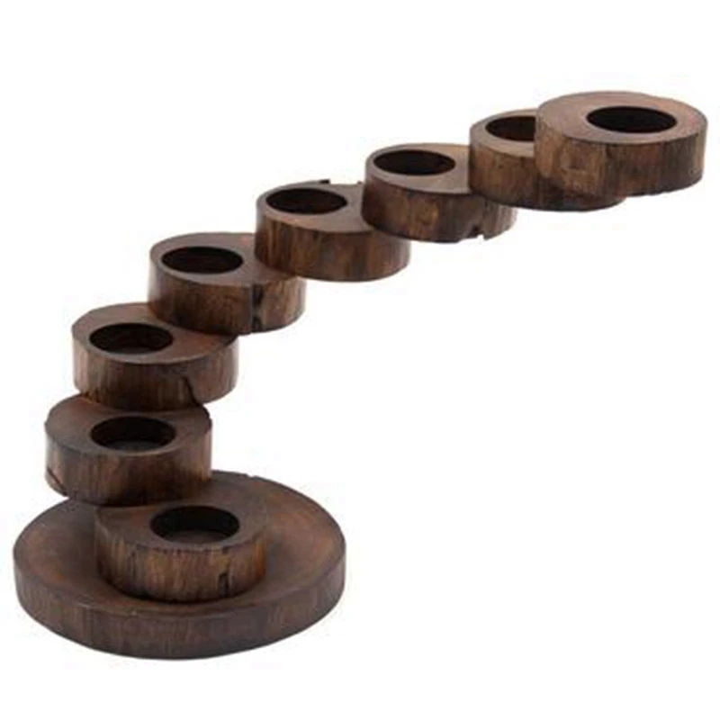 

New Creative Personality Handmade Wooden Candlestick / Southeast Asia Wooden Long Table Candlestick / Multi-Layer Candlestick