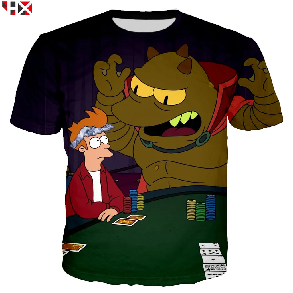 

New Fashion Cartoon T Shirt Futurama Men Women 3D Print T Shirt Harajuku Short Sleeve T Shirt Streetwear Summer Tops A898