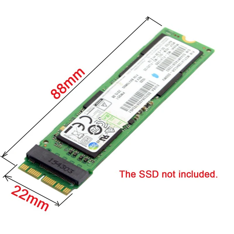 M Key M.2 PCIe X4 NGFF AHCI 2280 SSD 12+16Pin Adapter Card as SSD for MACBOOK Air 2013 2014 2015 A1465 A1466 Mac Pro A1398 A1502