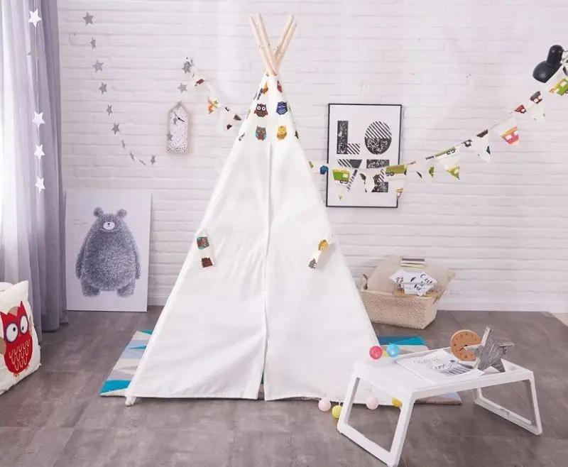 Дети индийский Типи дети Teepees Сова Хлопок Холст Ткань Игровой Домик Крытый игрушка палатка 120X120X150 см