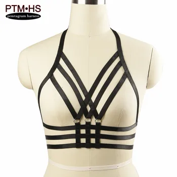 

Women's Body Harness Cross Elastic Bondage Cage Bra Goth Opulent Burlesque Harness Bra Strappy Tops Adjust Bandage Garter Belts
