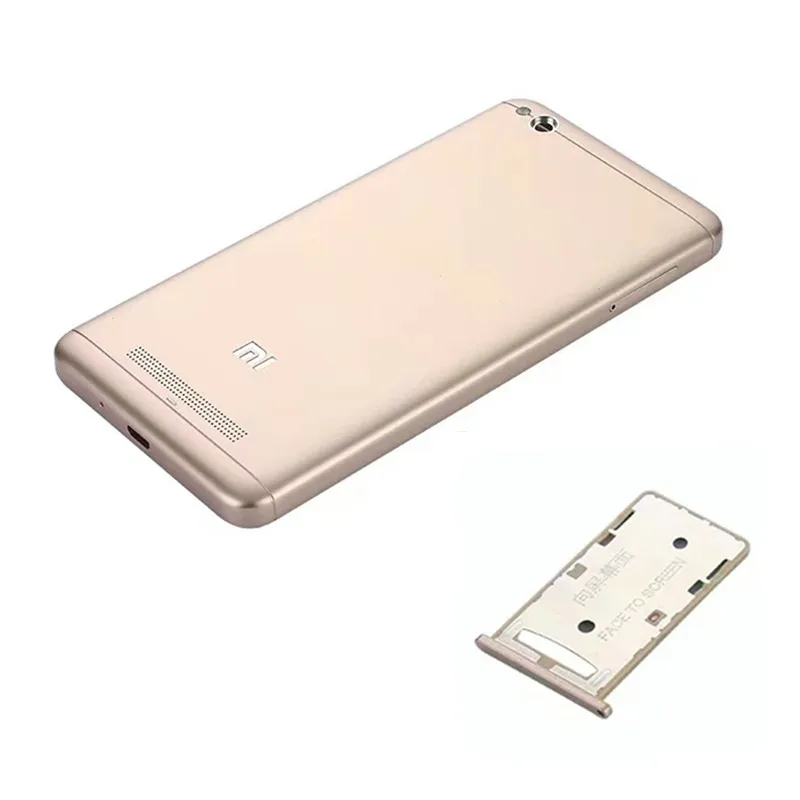 Официальная оригинальная Задняя крышка батареи для Xiaomi Redmi 4A Жесткий пластиковый Чехол Корпус Запасные части+ лоток со слотом для сим-карты - Цвет: Золотой