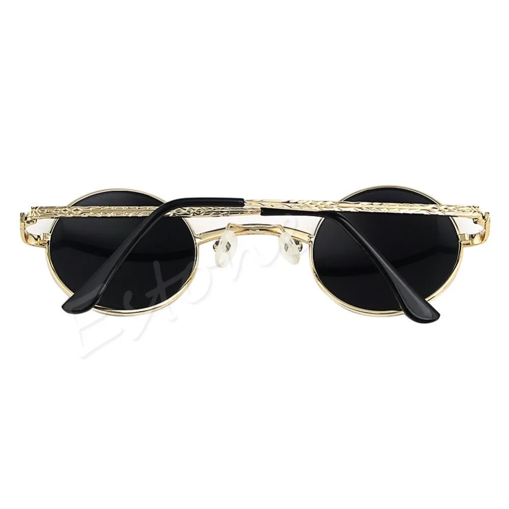 

Free shipping Vintage Retro Unisex Steampunk Goth Glasses Round Lens Round UV400 Sunglasses