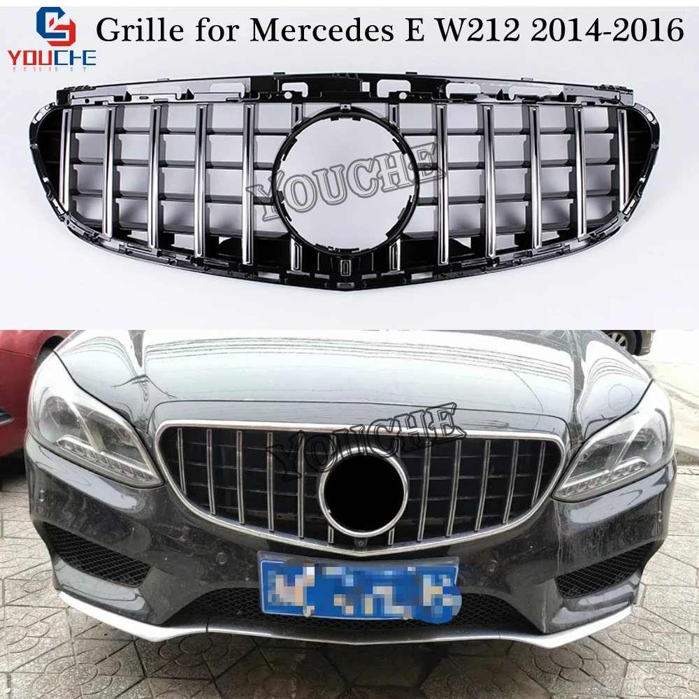 

W212 GT Grille Front Bumper Hood Grill for Mercedes E W212 E200 E250 E300 E350 4-door Sedan Silver Grill Mesh 2014 - 2016