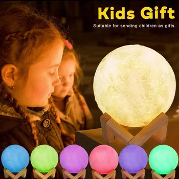 

5.9 Inch Magical Moon Rechargeable LED Night Light Moonlight Desk Lamp 3D Touch/Pat/Telecontrol Color Change for Creative Gift
