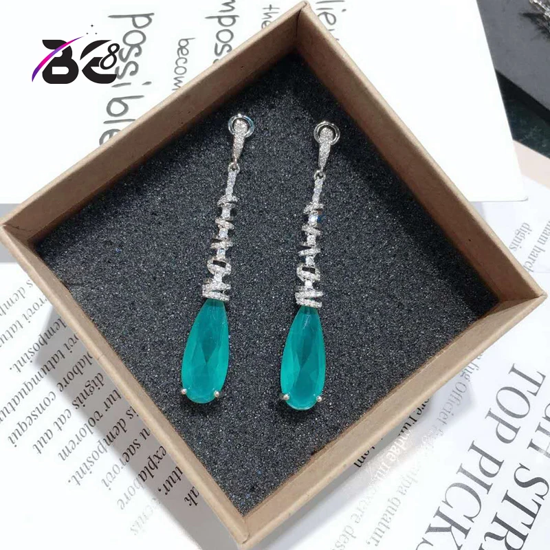 

Be 8 2018 New Vintage Statement Earrings Long Drop Dangle Earrings Blue Color for Women Fashion Jewelry Boucle D'oreille E617