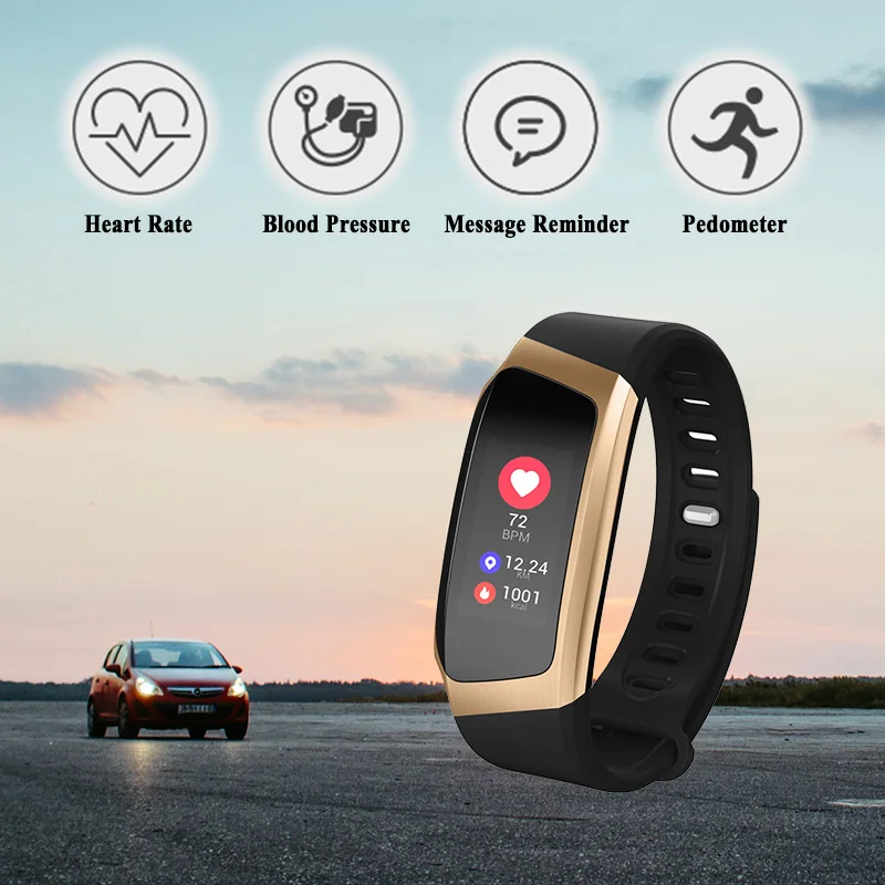

Sports Car Inspired Design Metal Shell New Smart Bracelet Color Screen Wristband with Pedometer GPS Tracking Heart Rate Band