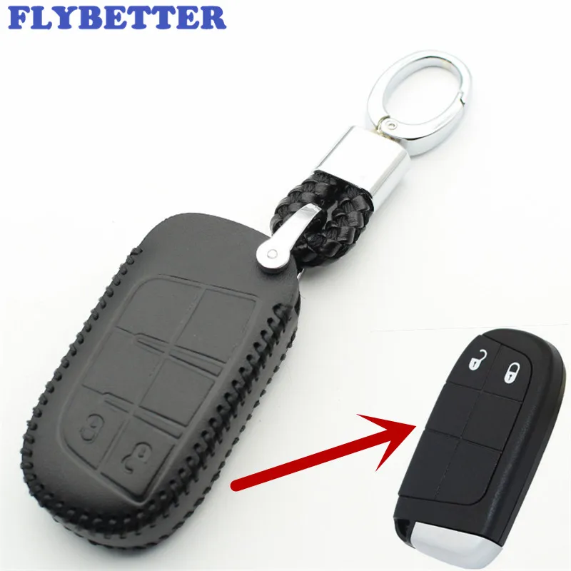 FLYBETTER брелок из натуральной кожи 2 чехол для ключей с кнопками Chrysler 300C Jeep Grand Cherokee