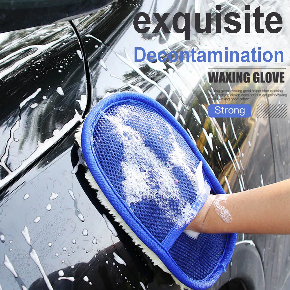 

Car Wash Clean Sponge Brush Glass Cleaner Blue Wave Car Wash Triangle Plush delicate high density clean strong intensity