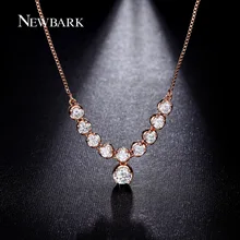 NEWBARK Fashion 10pcs CZ Diamond Prong Setting Pendant Women Necklace Box Chain Rose Gold Plated Silver Color Love Gifts Jewelry